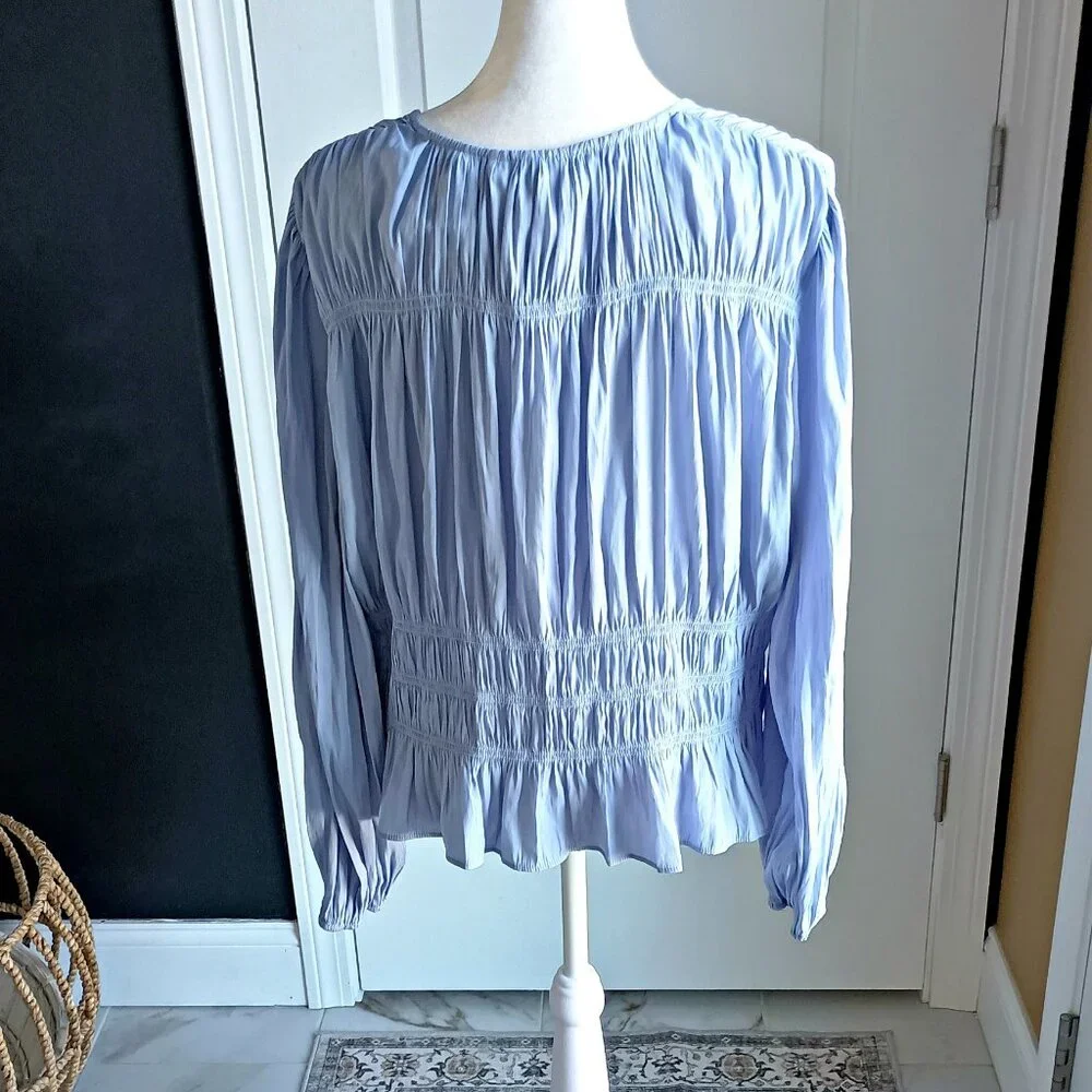 NEW! SILKY Smocked WAIST BOHO BLOUSE - Picture 3 of 4